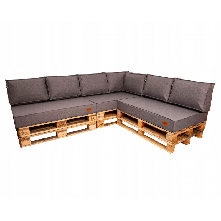 Paletové sedenie Golden Garden GG02 - Podsedáky a Vankúše 3ks × 120/80/15 + 7ks x 60cm/40cm/15cm - tmavá melanž 1